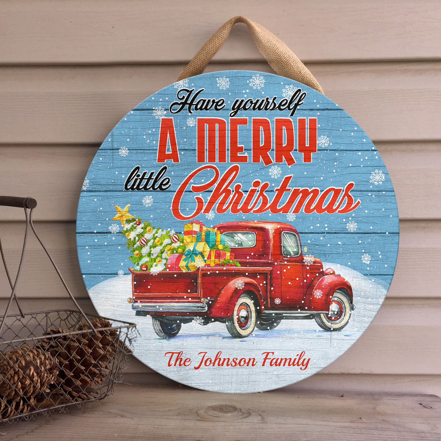 4O. Little Christmas - sample design Door Sign Mockup 4