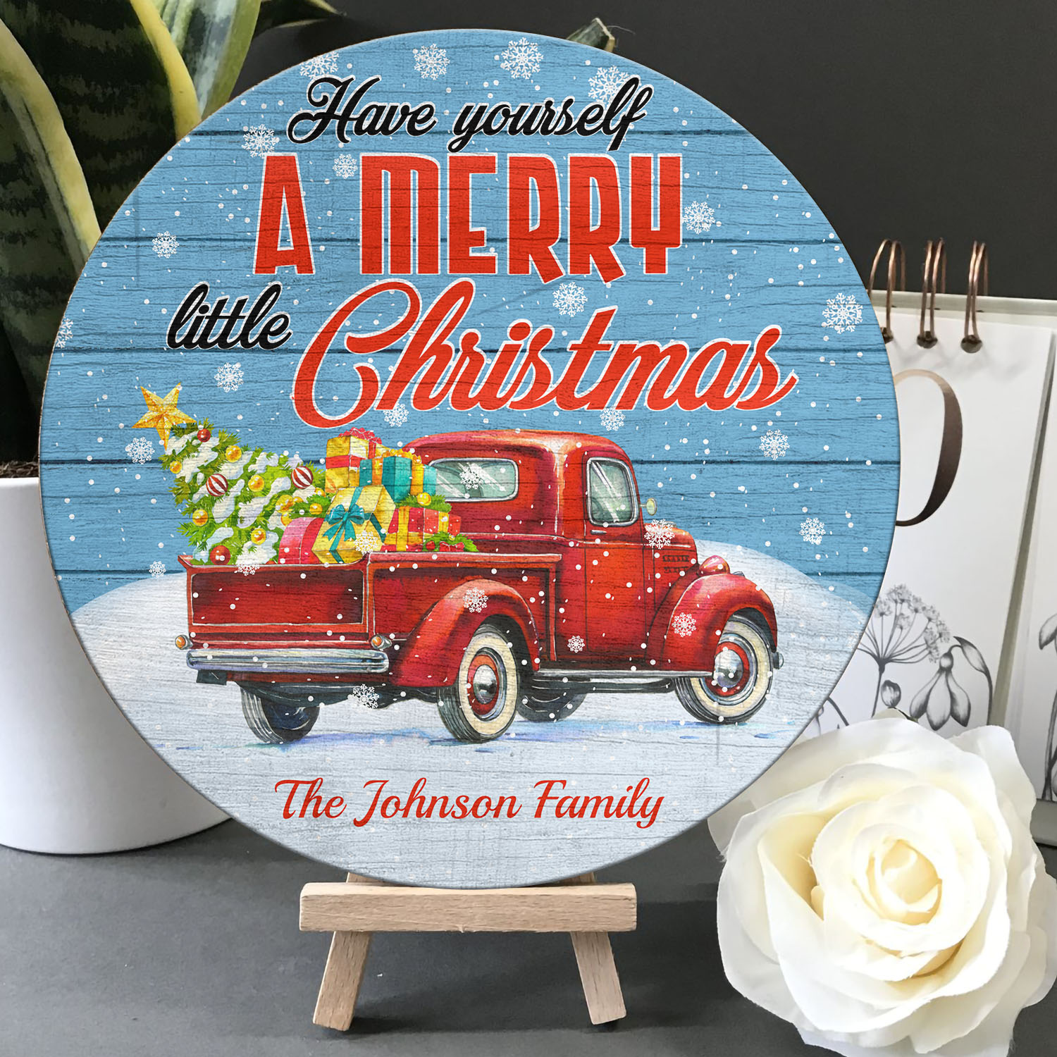 4O. Little Christmas - sample design Door Sign Mockup 5