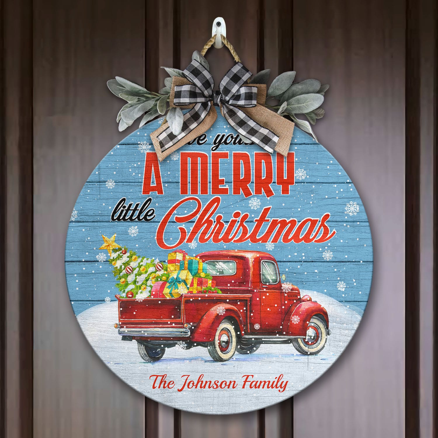 4O. Little Christmas - sample design Door Sign Mockup 7