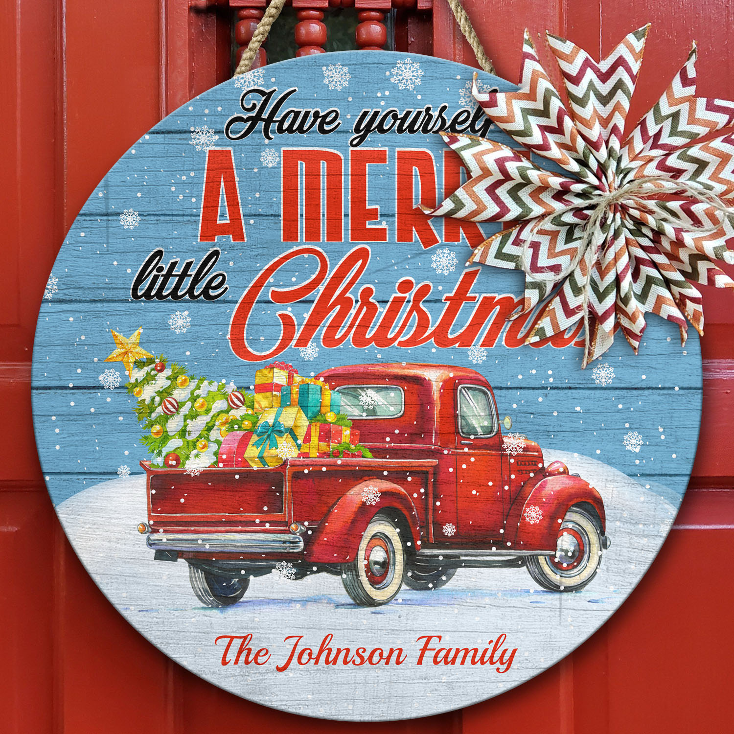 4O. Little Christmas - sample design Door Sign Mockup 10