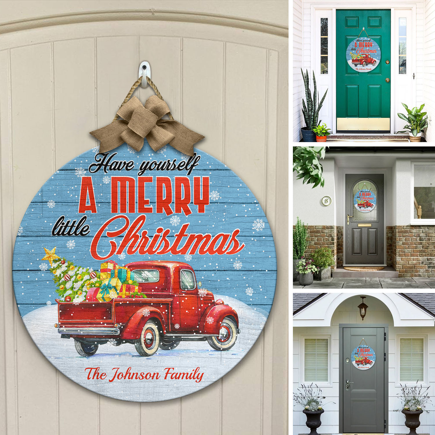 4O. Little Christmas - sample design Door Sign Mockup 12
