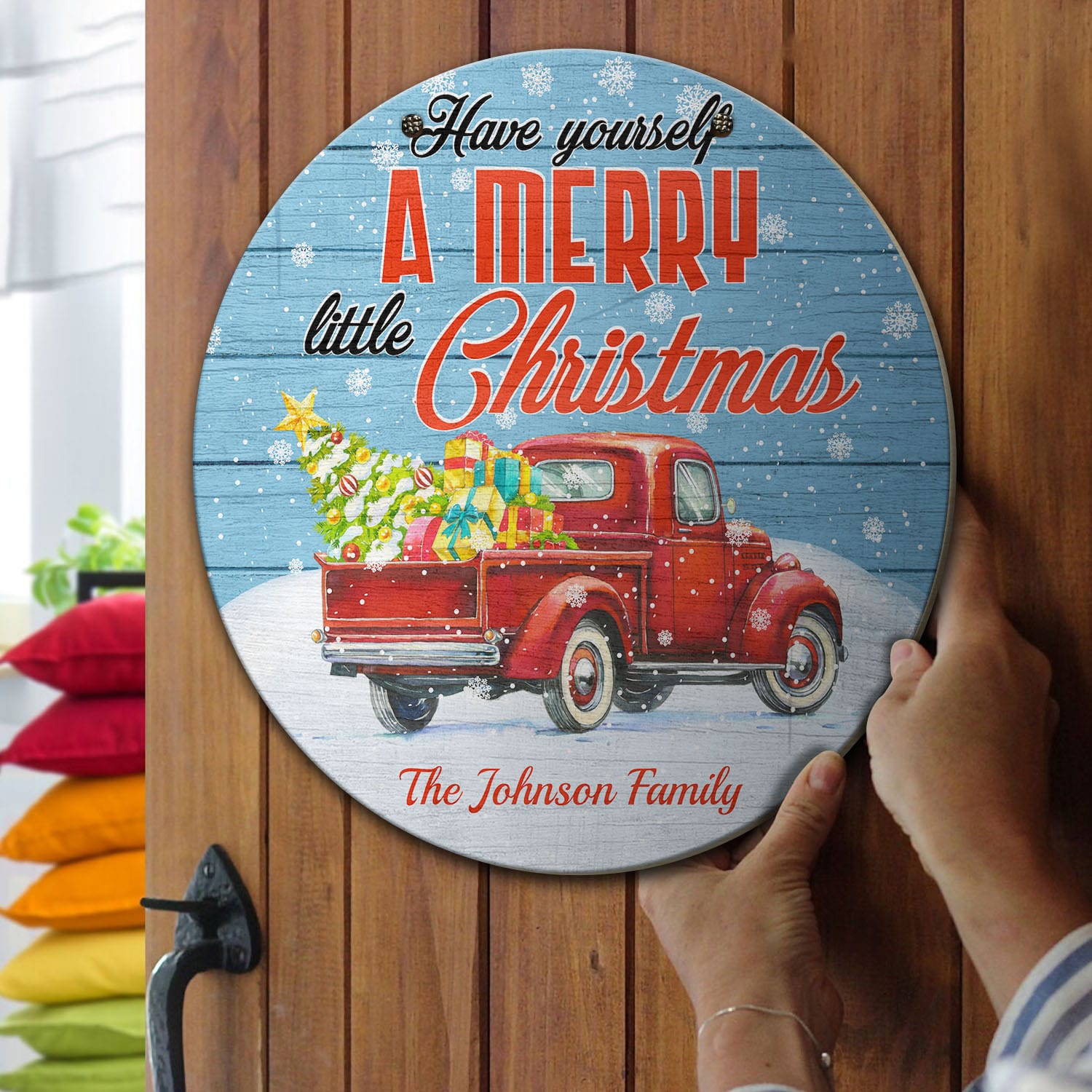 4O. Little Christmas - sample design Door Sign Mockup 13