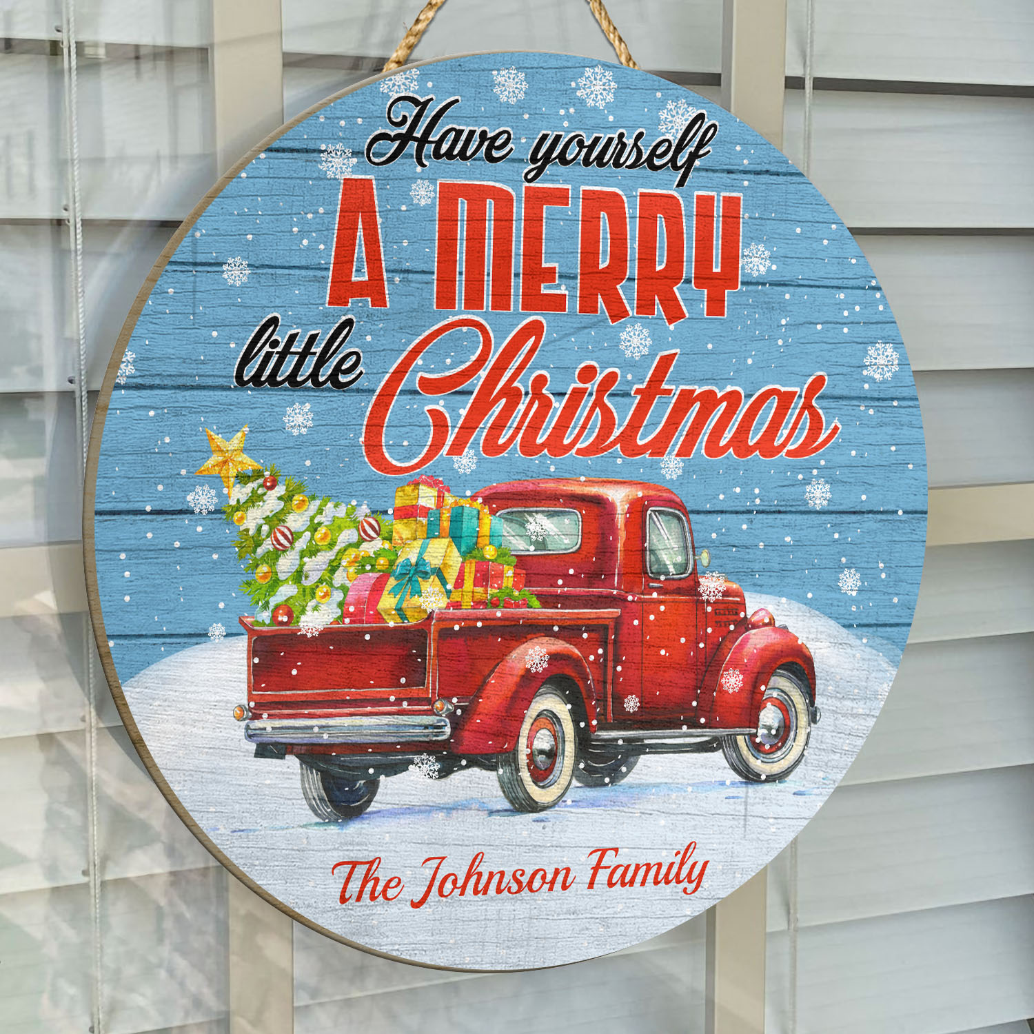 4O. Little Christmas - sample design Door Sign Mockup 14