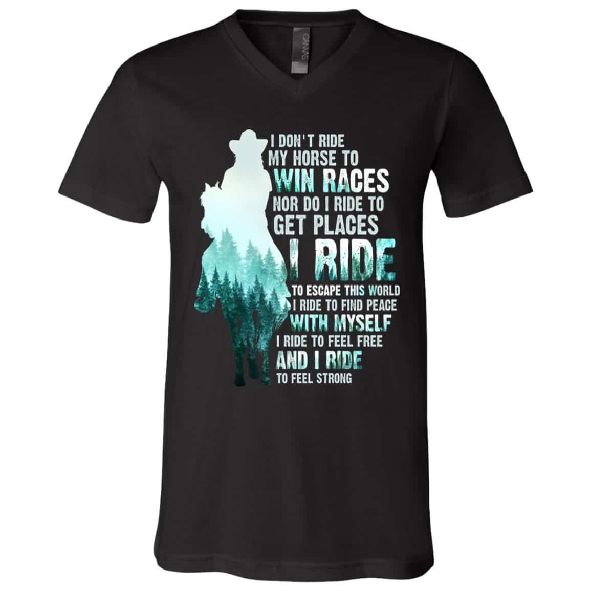 8VT. I Don't Ride My Horse, Black, V-Neck T-Shirt