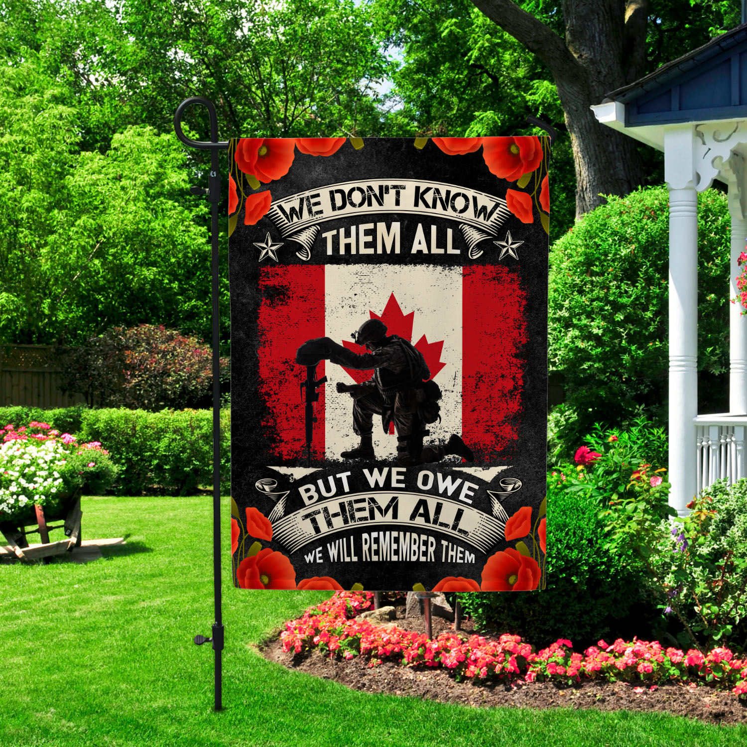4VT. Canada We Don't Know Them All Garden Flag Mockup 2