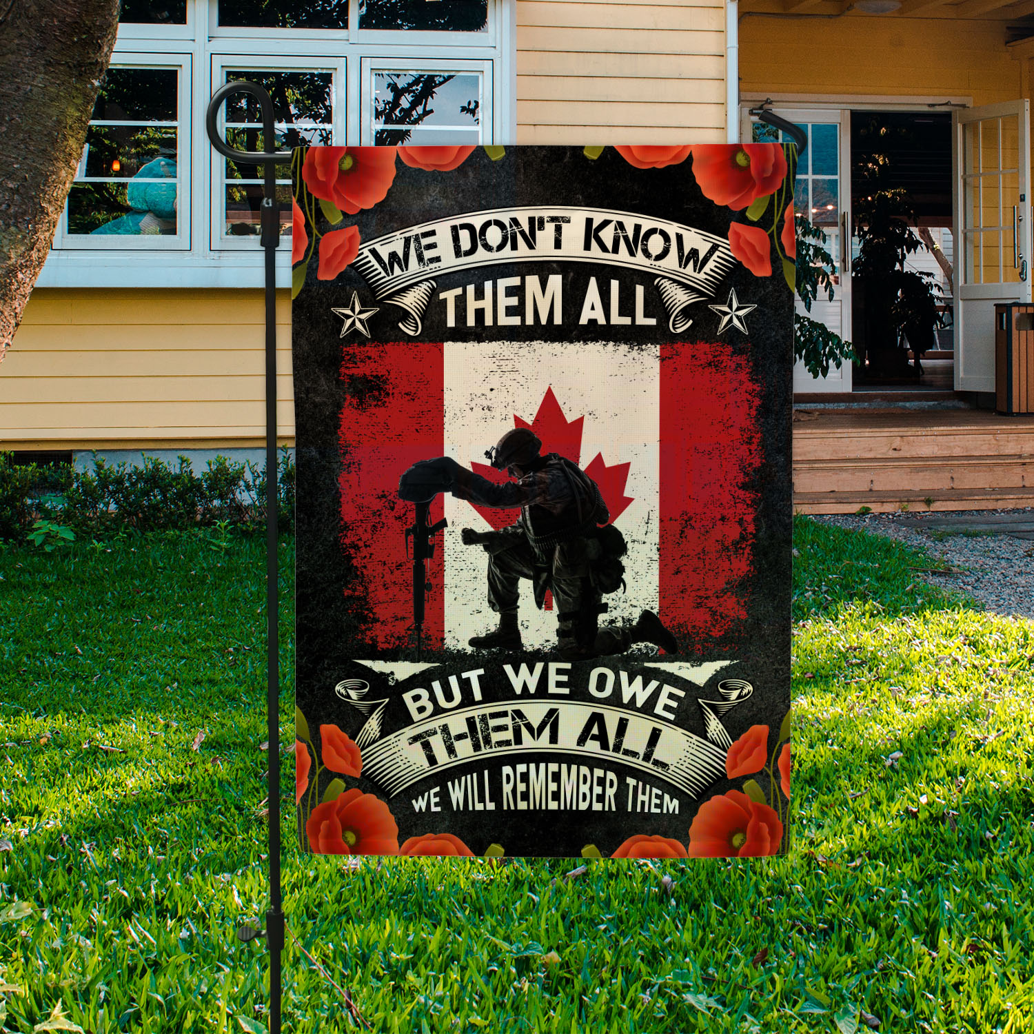 4VT. Canada We Don't Know Them All Garden Flag Mockup 3