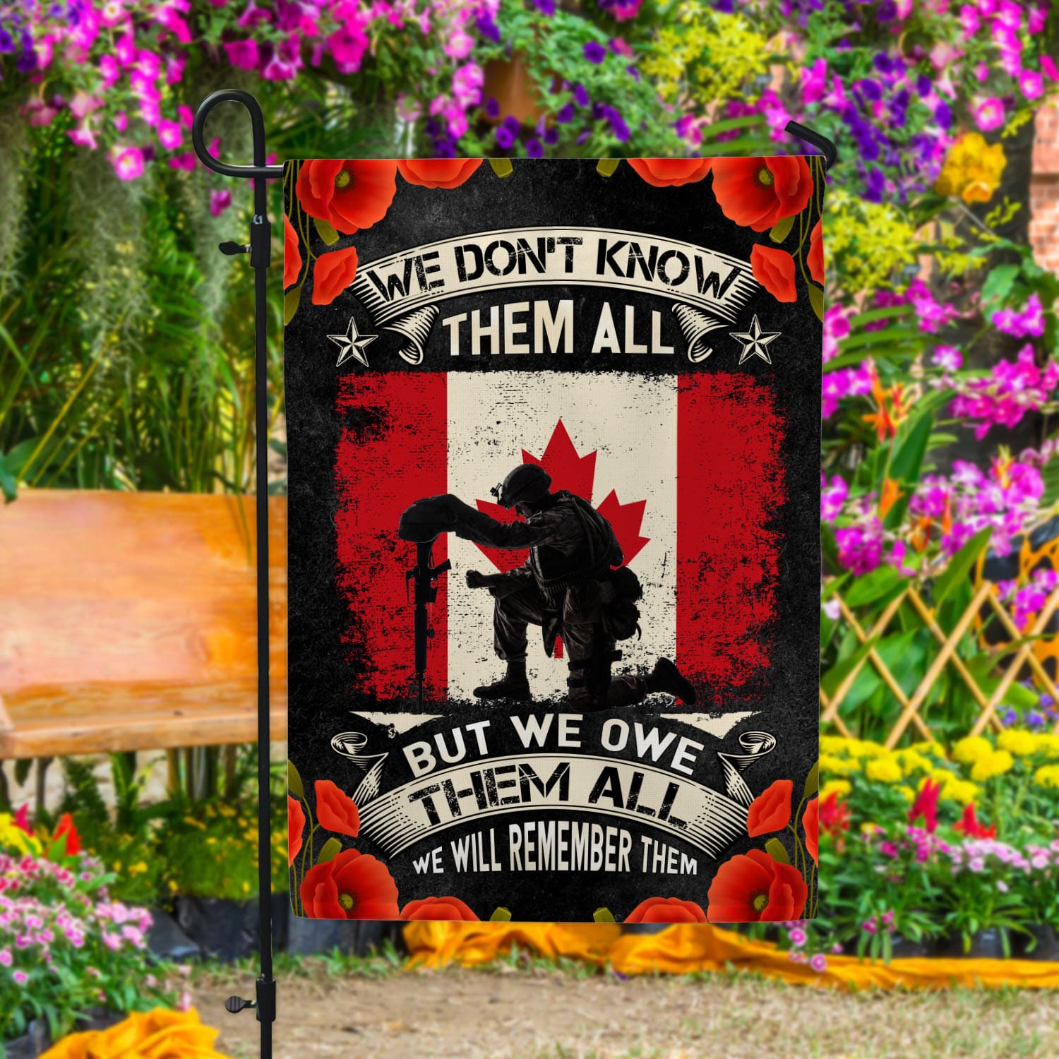 4VT. Canada We Don't Know Them All Garden Flag Mockup 4