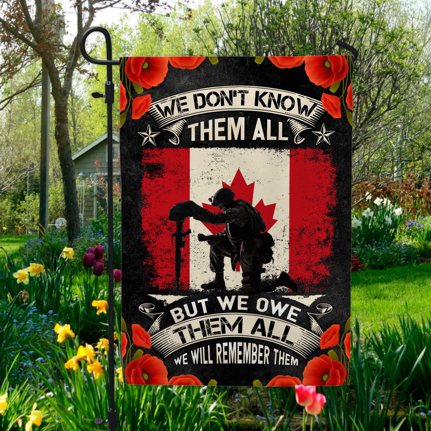 4VT. Canada We Don't Know Them All Garden Flag Mockup 5
