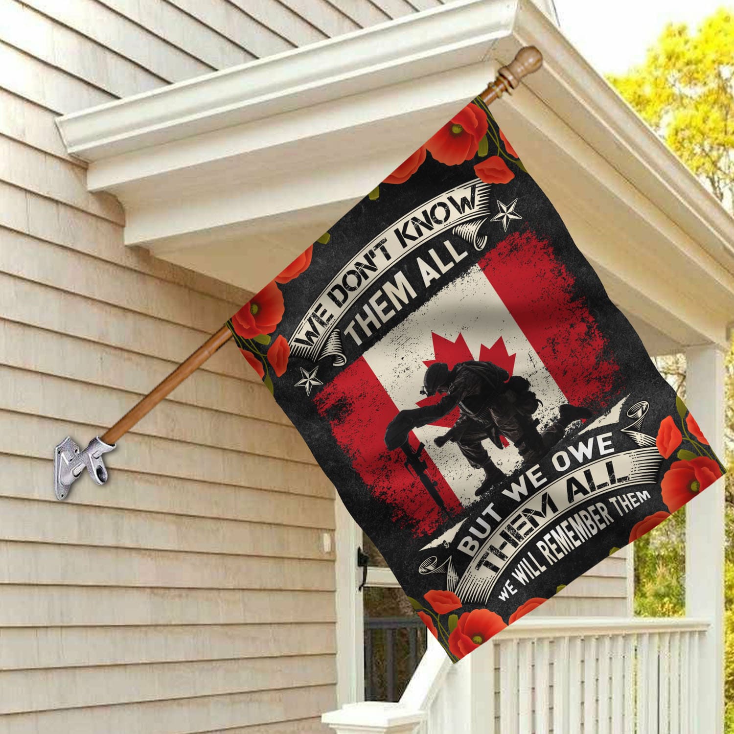 4VT. Canada We Don't Know Them All House Flag Mockup 2