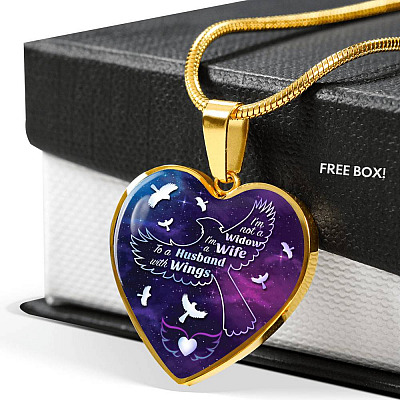 I'm Not A Widow I'm A Wife To A Husband With Cardinal Wings Heart Pendant Necklace - In Memory Of Husband Remembrance Necklace