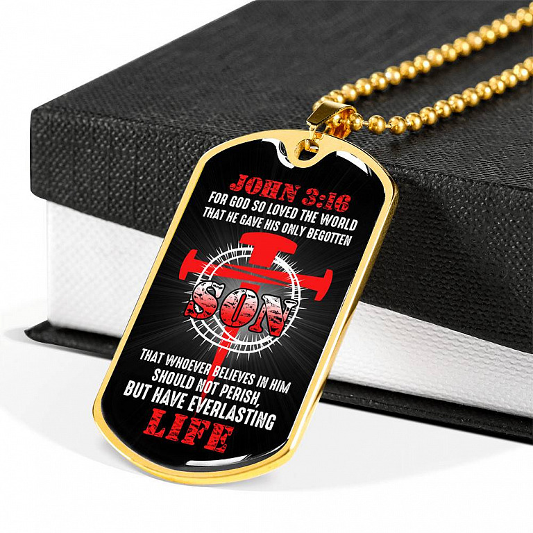 For God So Loved The World That He Gave His Only Begotten Son Dog Tag Pendant Necklace