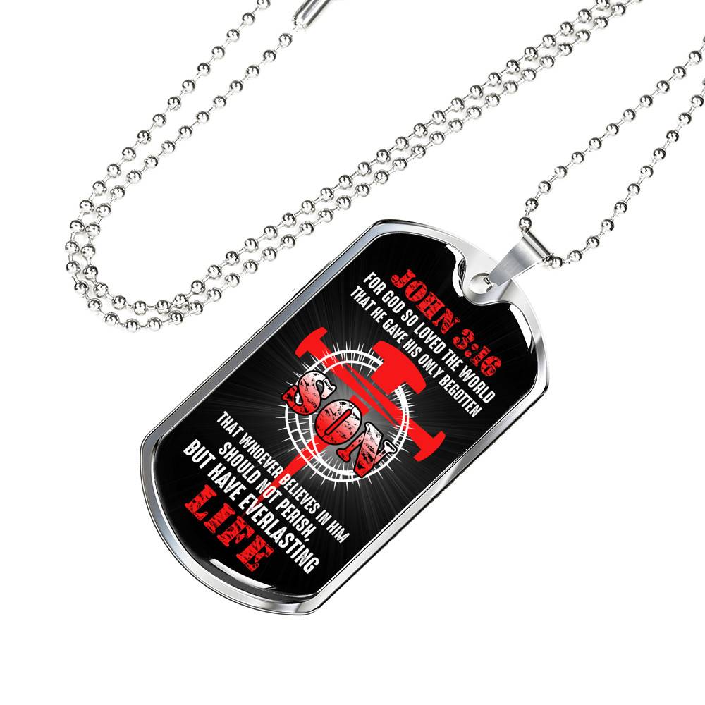 For God So Loved The World That He Gave His Only Begotten Son Dog Tag Pendant Necklace