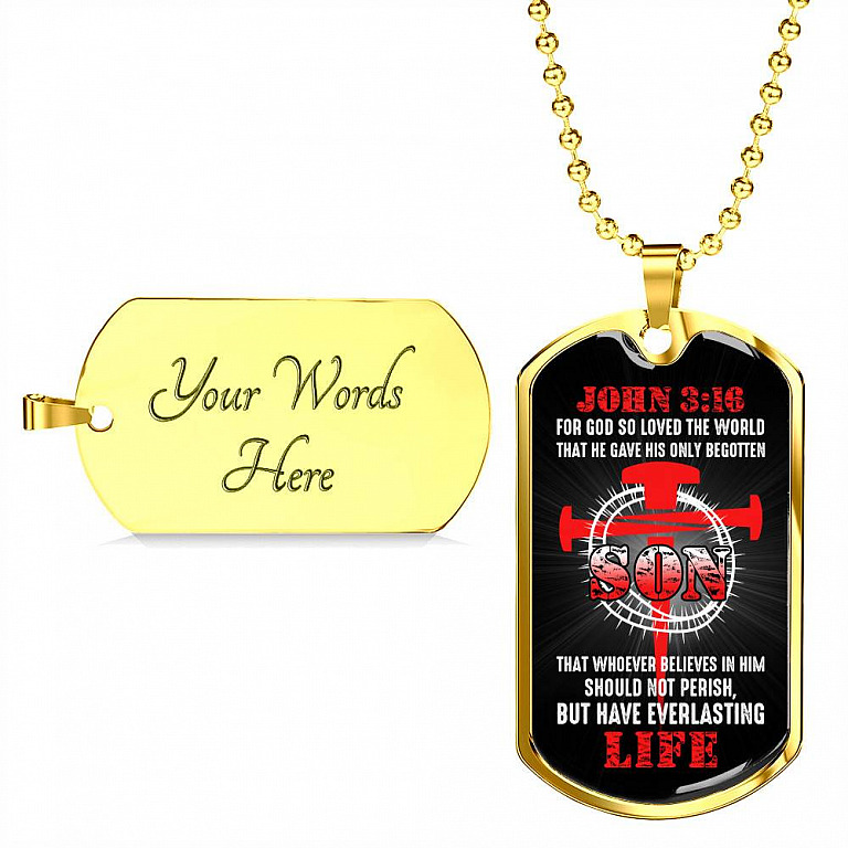For God So Loved The World That He Gave His Only Begotten Son Dog Tag Pendant Necklace