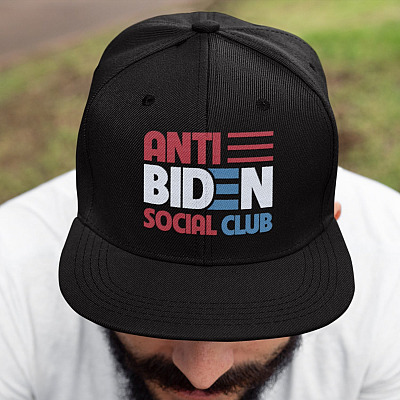 Anti Biden Social Club Funny Political Twill Cap - High-Profile Snapback Hat - Fuck Biden Hat