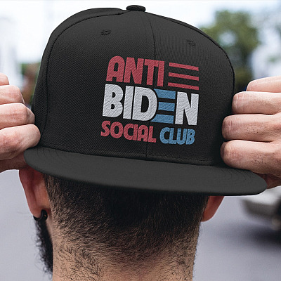 Alternative view of Anti Biden Social Club Funny Political Twill Cap - High-Profile Snapback Hat - Fuck Biden Hat