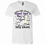 3Th. Holy Ghost(5), White, V-Neck T-Shirt