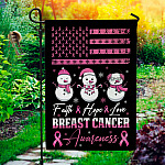 Faith Hope Love Pink Ribbon Breast Cancer Awareness Garden Flag - House Flag - Wall Flag