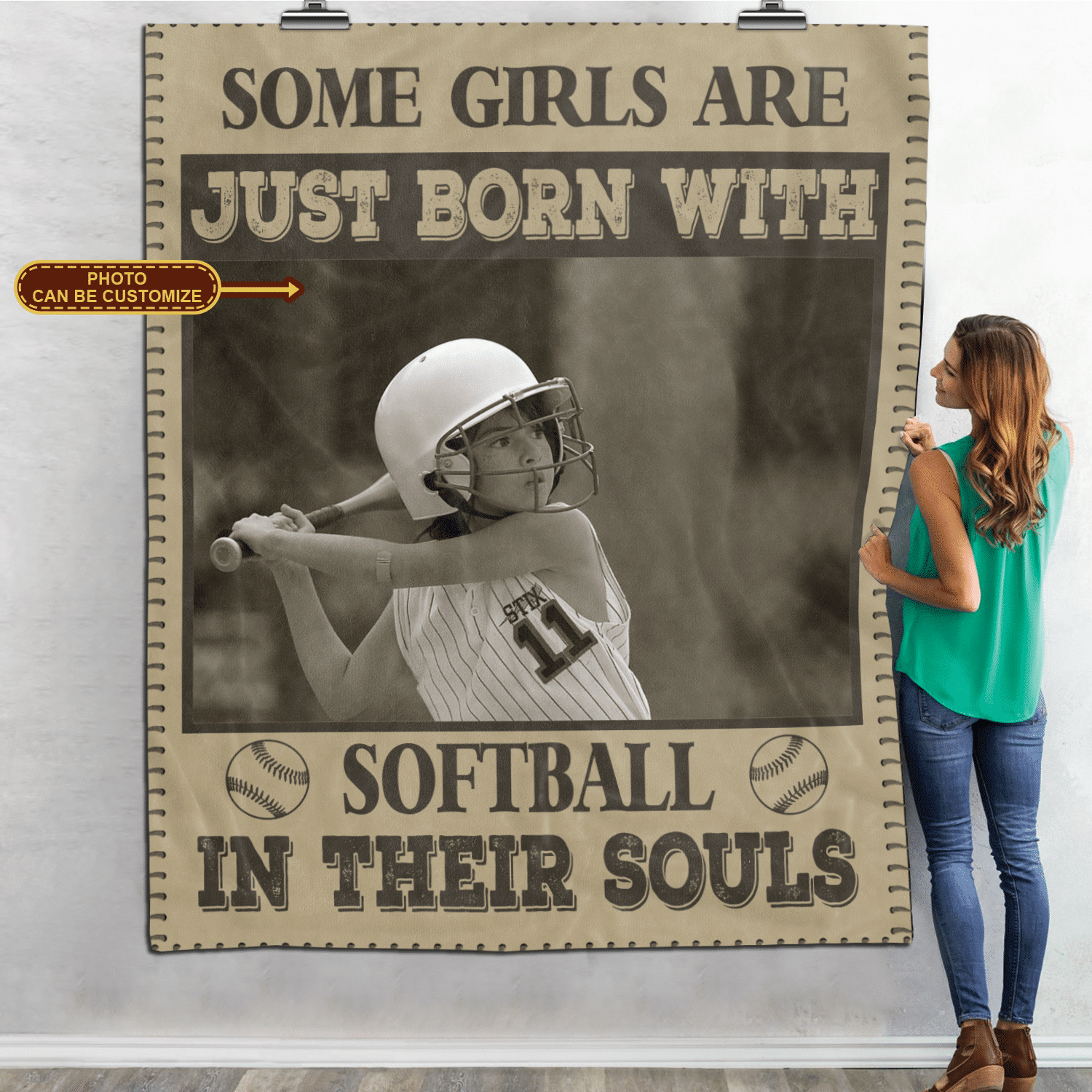 10VT. Softball Some Girls Are Just Born blanket mk1