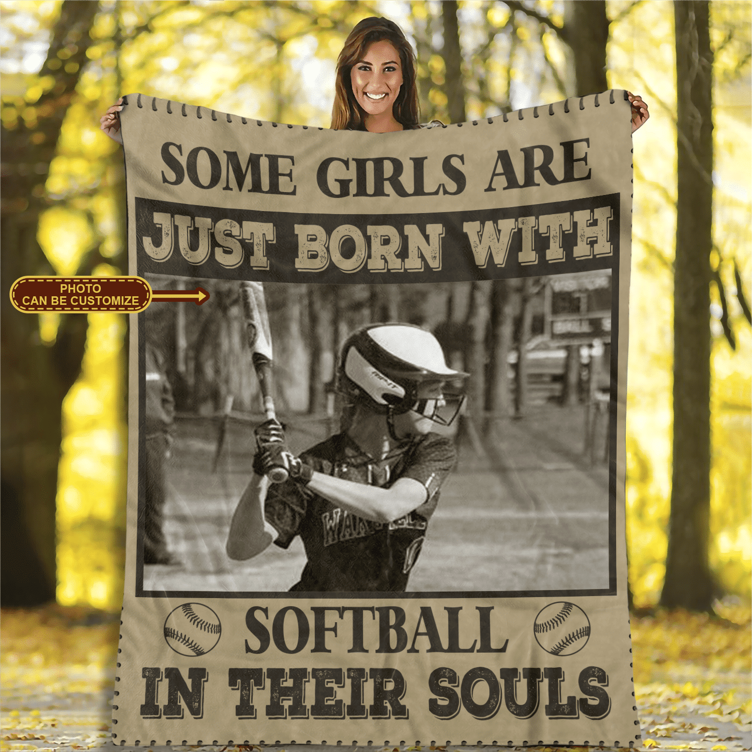 10VT. Softball Some Girls Are Just Born blanket mk2