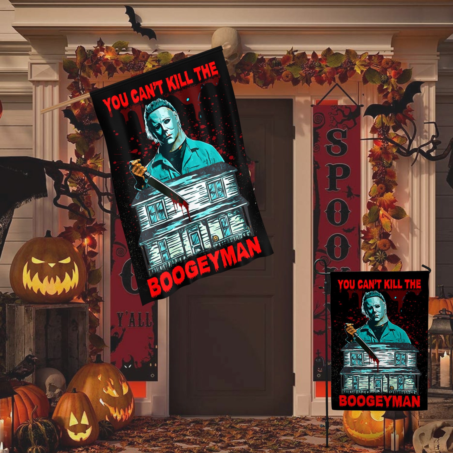 1BN. Can't Kill Boogeyman 30x40 Garden & House Mockup 2