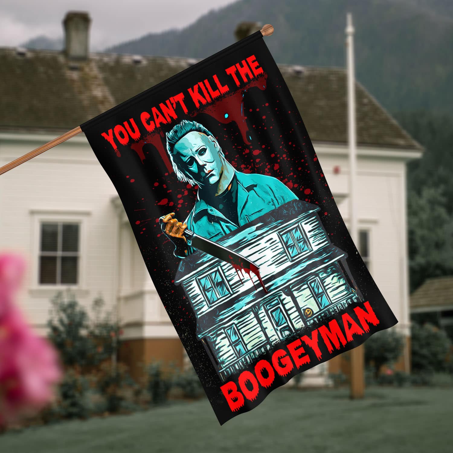 1BN. Can't Kill Boogeyman 30x40 House Flag Mockup 4