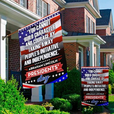 Alternative view of Abraham Lincoln Presidents Day Garden Flag - House Flag - Wall Flag - President Day Decorations