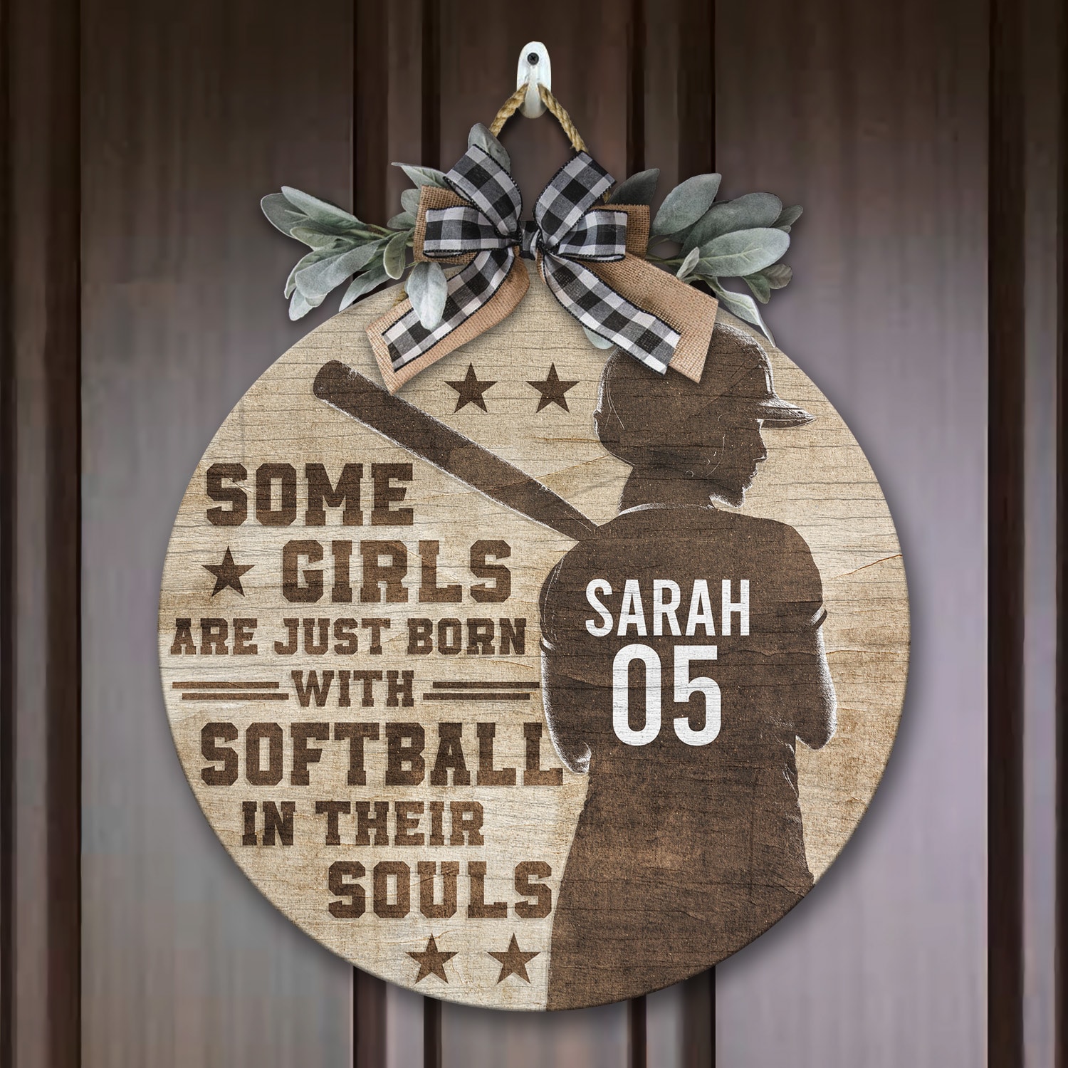 11Th. Born With Softball In Their Souls Door Sign Mockup 7