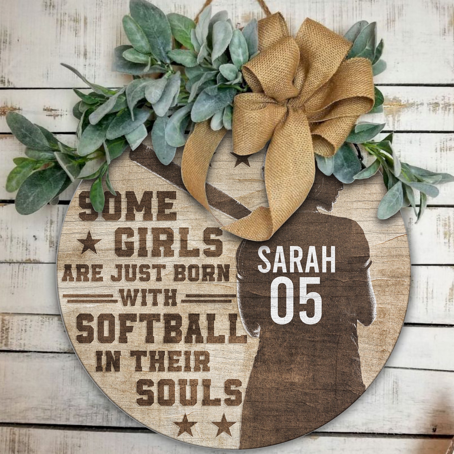 11Th. Born With Softball In Their Souls Door Sign Mockup 11