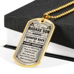 To My Badass Son If Fate Whispers To You You Can't Withstand The Storm Dog Tag Pendant Necklace