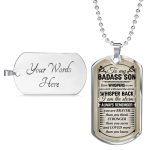 To My Badass Son If Fate Whispers To You You Can't Withstand The Storm Dog Tag Pendant Necklace