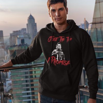 Alternative view of Just The Tip I Promise Michael Myers Hoodie - Halloween Michael Myers Sweatshirt - Long Sleeve Shirt