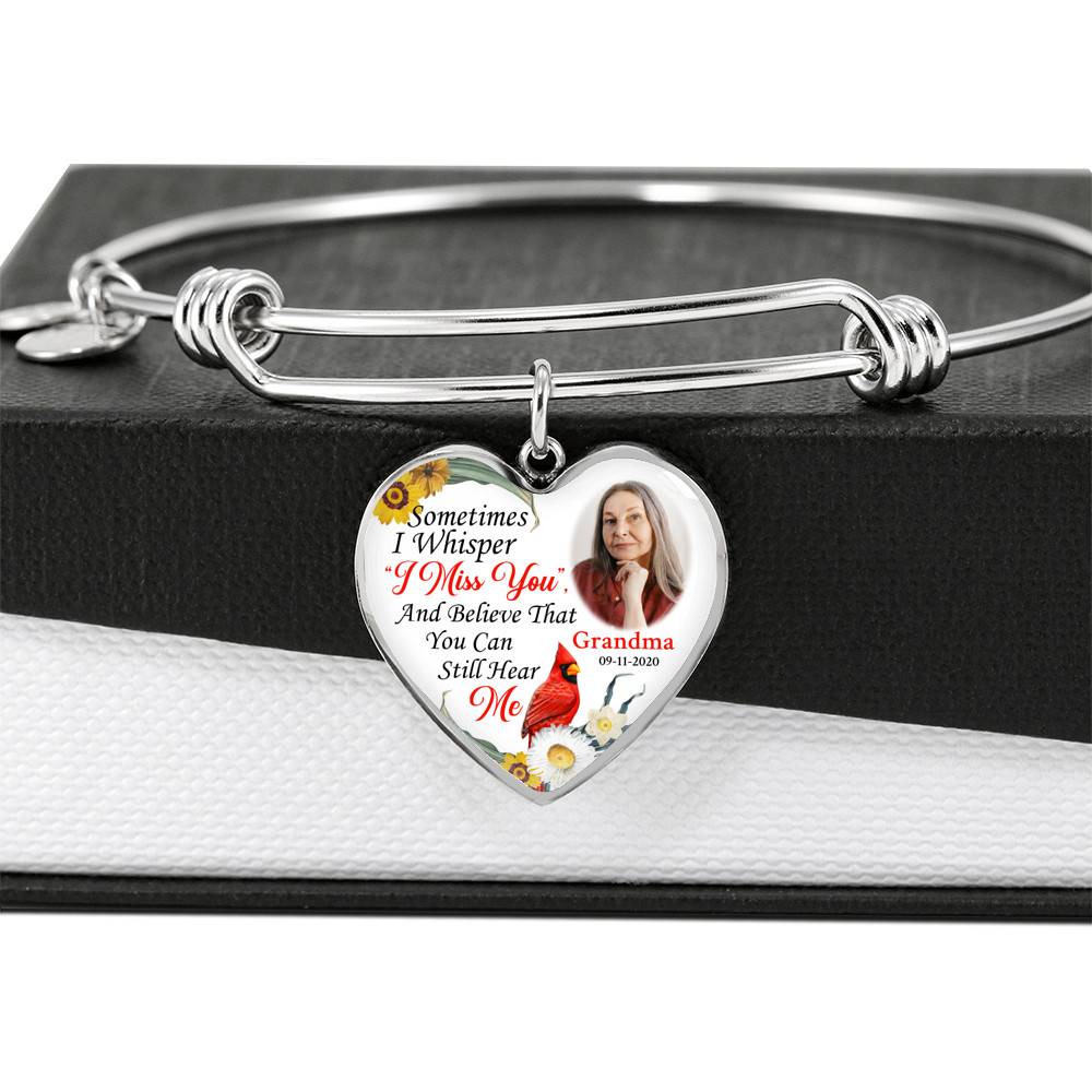 Sometimes I Whisper I Miss You And Believe That You Can Still Hear Me Custom Photo Heart Pendant Necklace