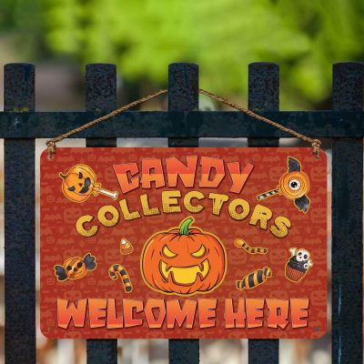 Alternative view of Candy Collectors Welcome Here Decorative Metal Sign - Halloween Candy Sign