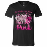 1Th. We Wear Pink Tooth, Black, V-Neck T-Shirt