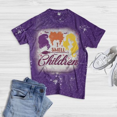 Alternative view of I Smell Children Sanderson Sisters Bleached T-Shirt - Funny Hocus Halloween Pocus Shirt