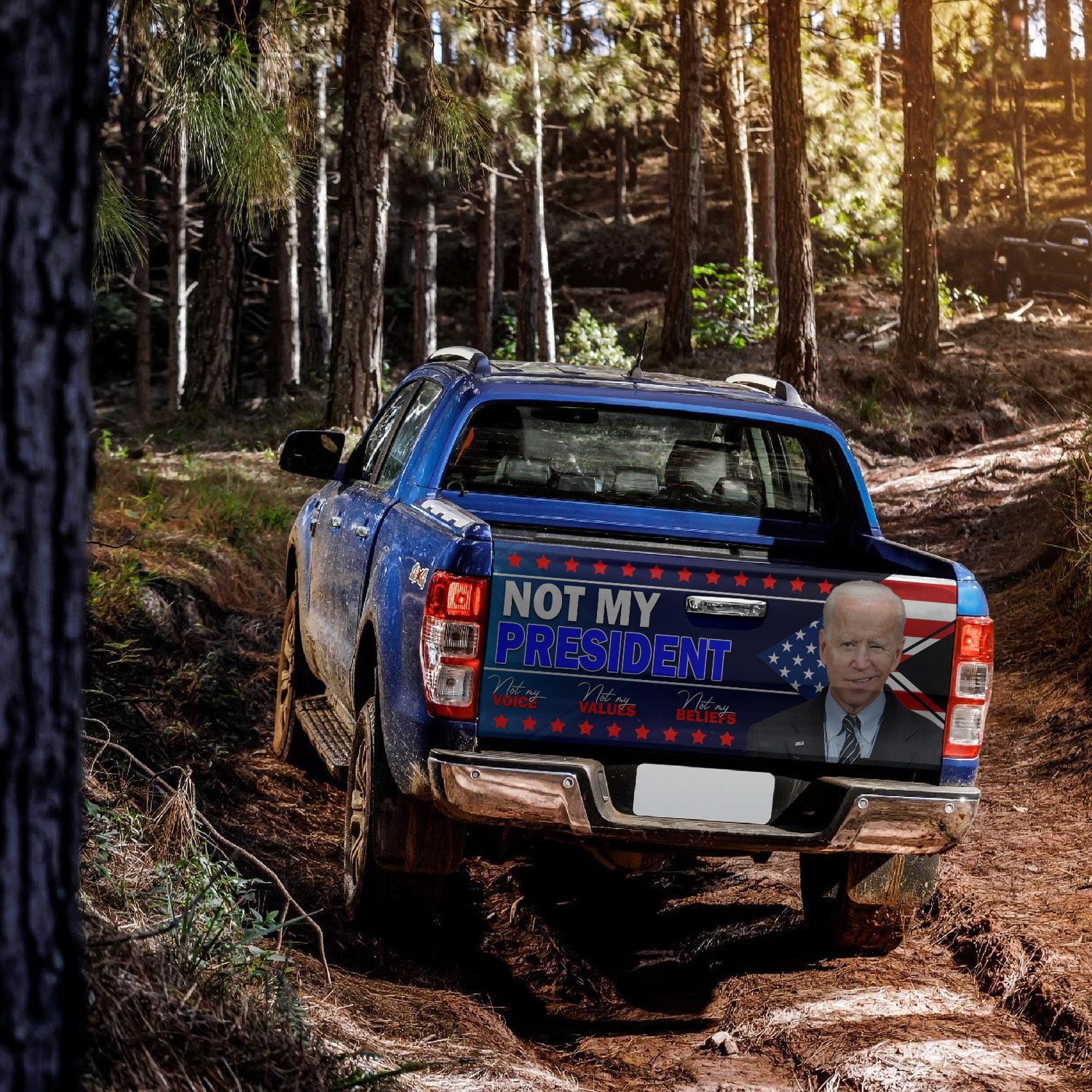 2KT. Biden Not My President Tailgate Wrap Mockup 16