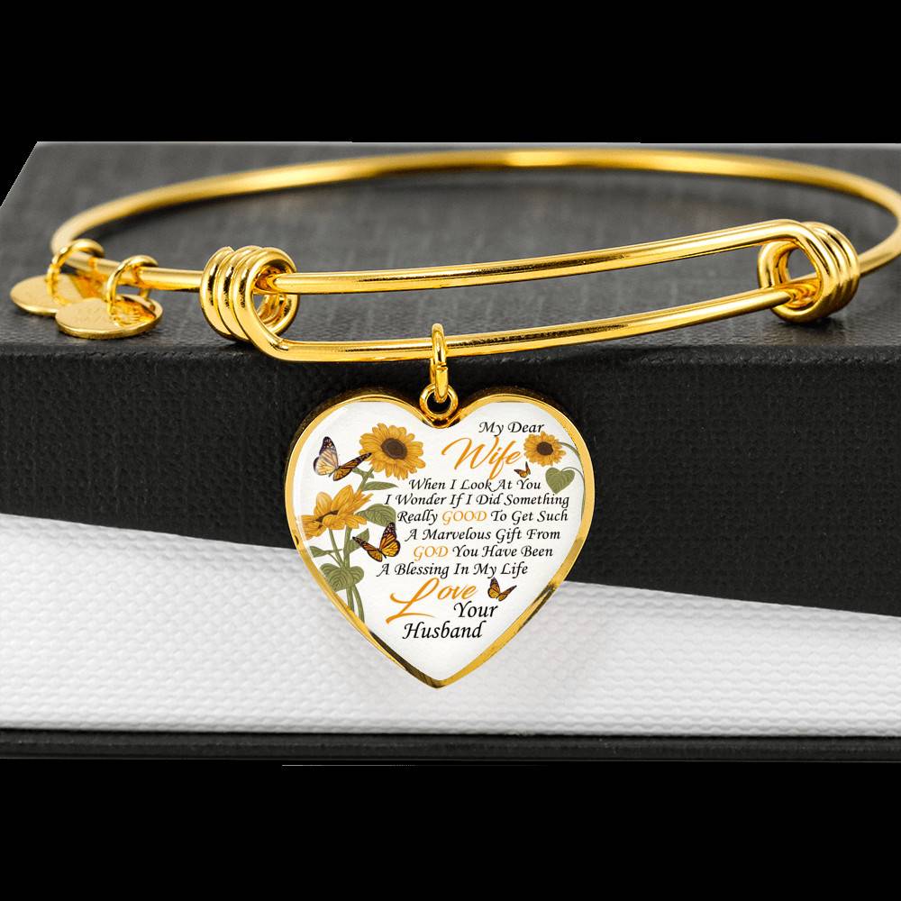 My Dear Wife When I Look at You in Wonder If I Did Something Really Good From Husband Heart Pendant Necklace