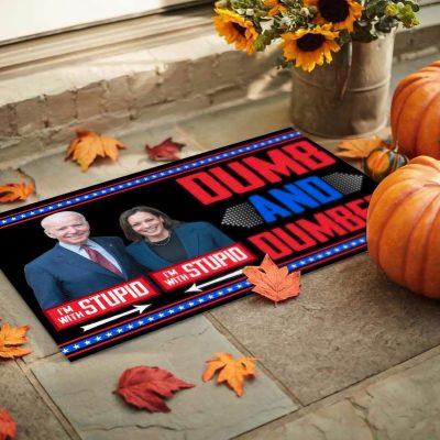 Alternative view of Biden And Harris Dumb And Dumber I'm With Stupid Indoor Doormat - Funny Biden Harris Outdoor Doormat