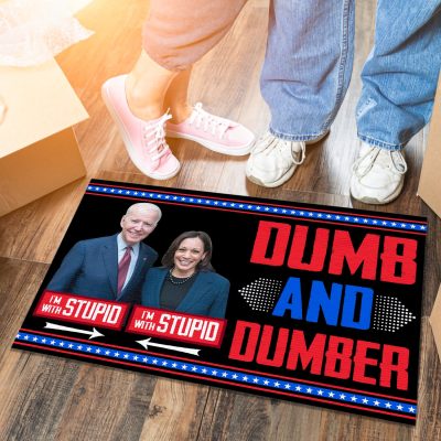 Biden And Harris Dumb And Dumber I'm With Stupid Indoor Doormat - Funny Biden Harris Outdoor Doormat