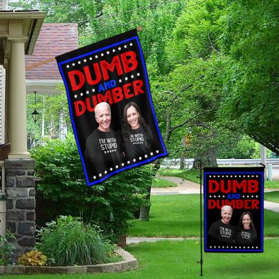 Alternative view of Dumb And Dumber I'm With Stupid Anti Biden Harris Outdoor Indoor Garden Flag - House Flag - Wall Flag