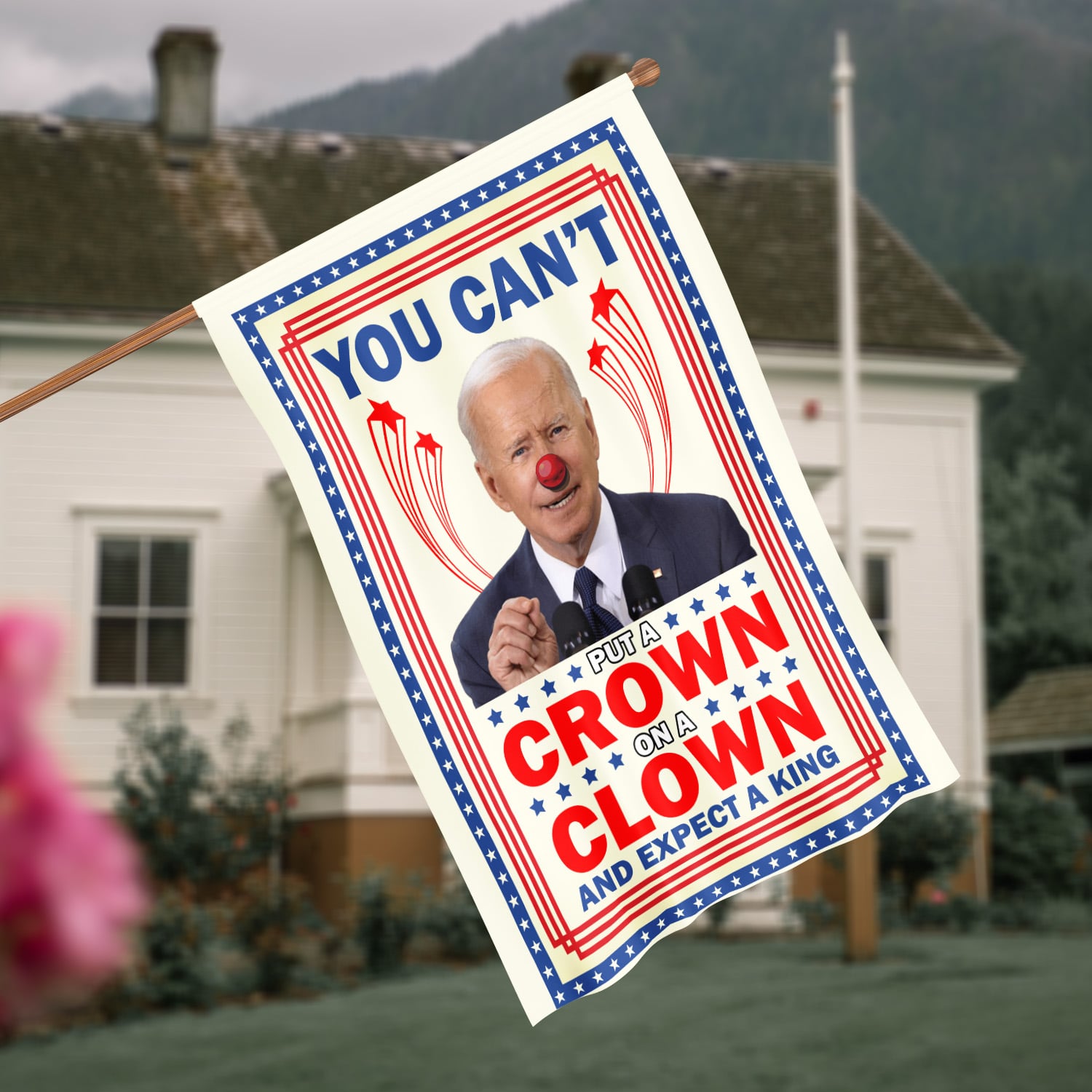 4KT. You Can't Put A Crown Flag-30x40 House Flag Mockup 4