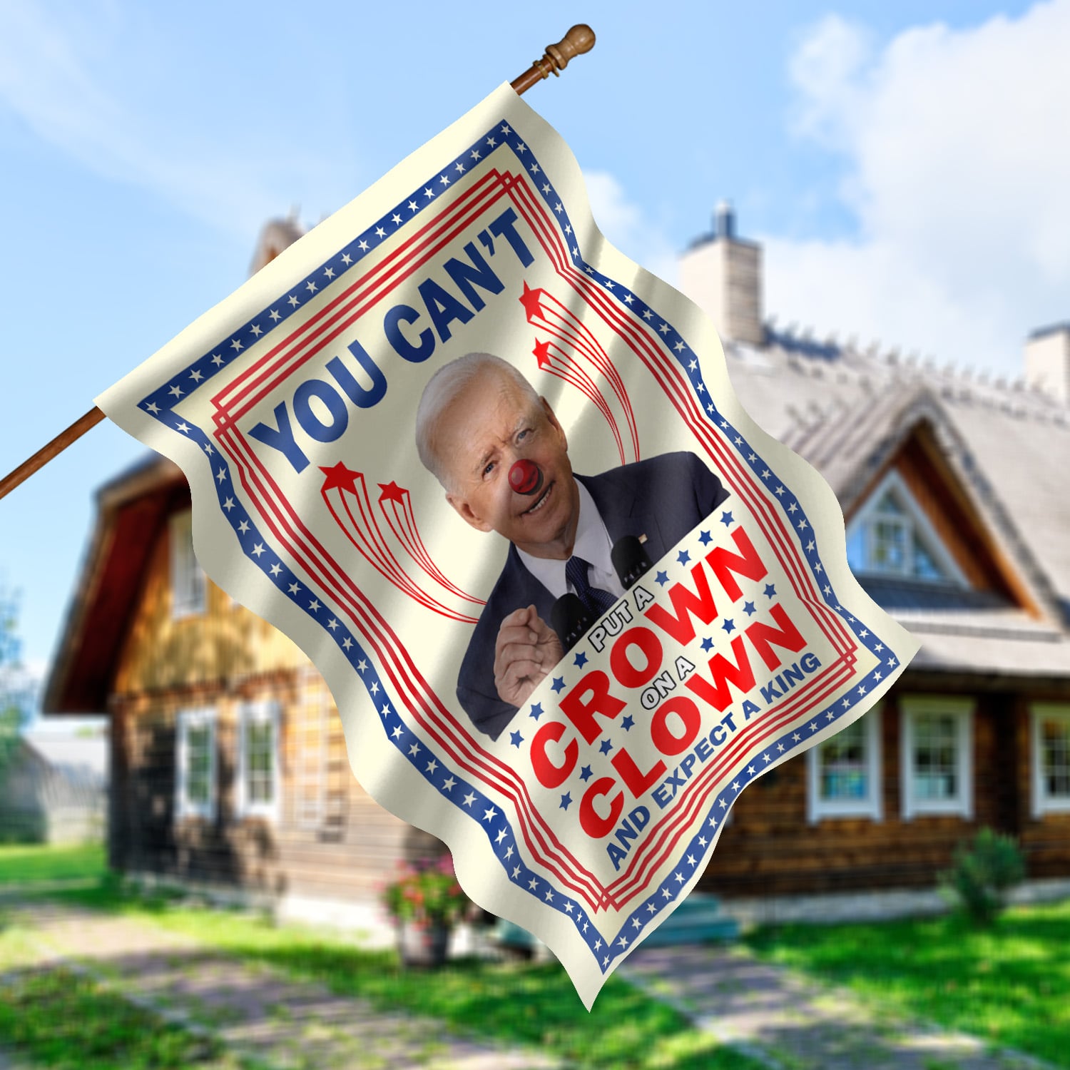 4KT. You Can't Put A Crown Flag-30x40 House Flag Mockup 5