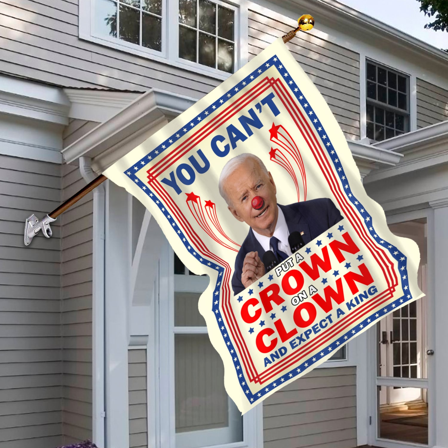 4KT. You Can't Put A Crown Flag-30x40 House Flag Mockup 6