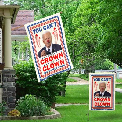 Alternative view of You Can't Put A Crown On A Clown Joe Biden Sucks Garden House Flag - The Joe-Ker Biden Clown That's Ruining America Decorative Flag