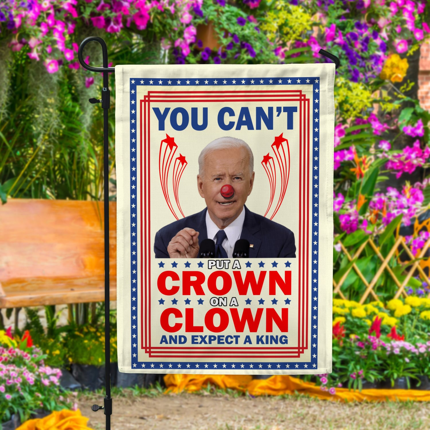 4KT. You Can't Put A Crown Flag-30x40 Garden Flag Mockup 4