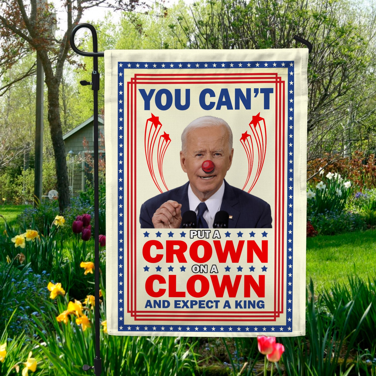 4KT. You Can't Put A Crown Flag-30x40 Garden Flag Mockup 5