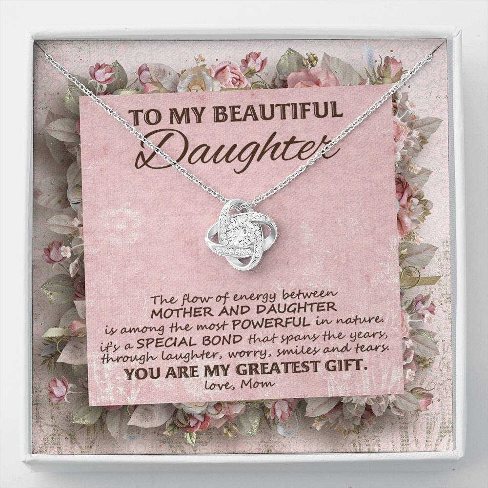 To My Beautiful Daughter You Are My Greatest Gift Love Knot Necklace - Mother Daughter Jewelry - Love Knot Necklace