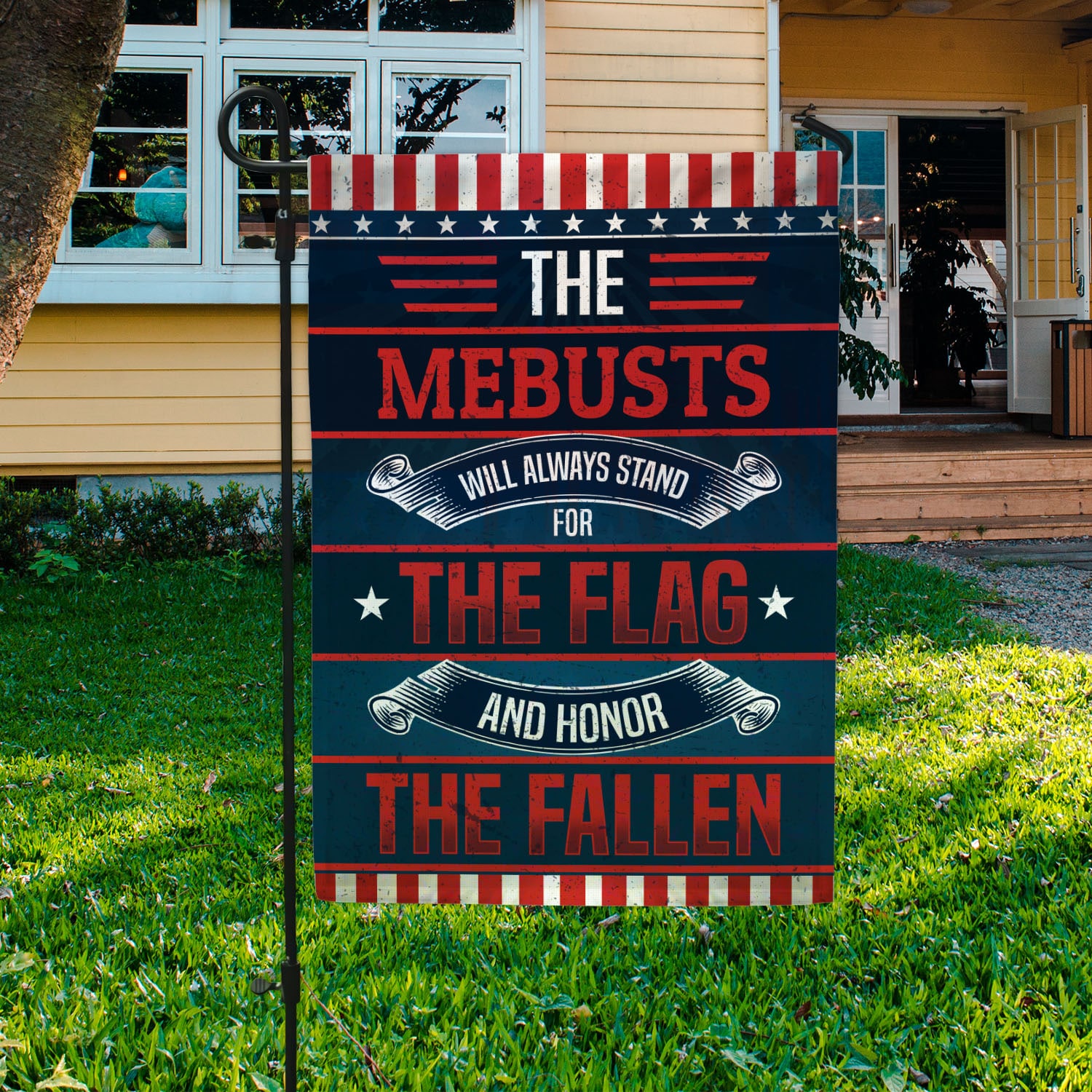 35 HG. Will Always Stand For The Flag - sample design Garden Flag Mockup 3