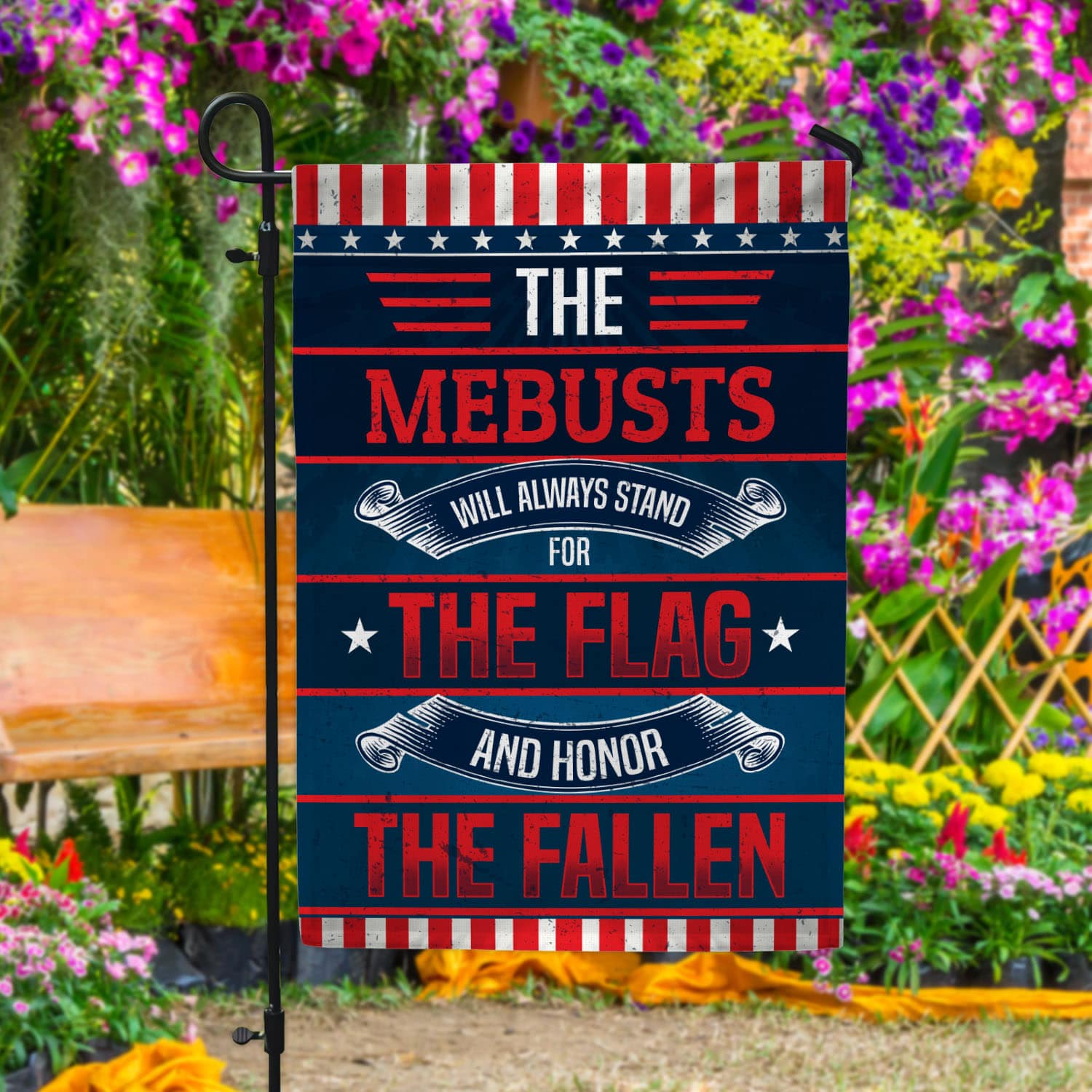 35 HG. Will Always Stand For The Flag - sample design Garden Flag Mockup 4