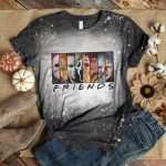 Friends Horror Movie Characters Sublimation Bleached T-shirt - Halloween Friends Bleached Shirt